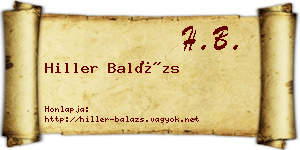 Hiller Balázs névjegykártya